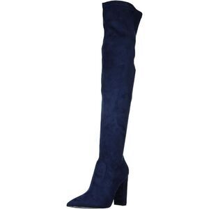 GUESS Womens Navy Padded Abetter Pointed Toe Block Heel Zip-Up Dress Boots 5.5 M